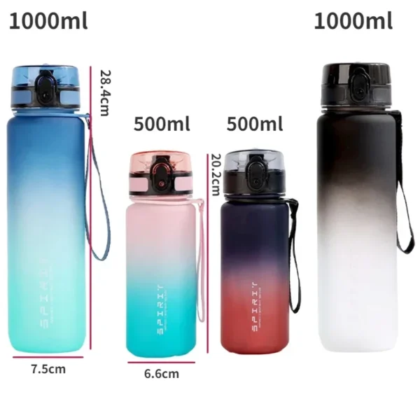 1 Liter Large Capacity Sports Water Bottle Leak Proof Colorful Plastic Cup Drinking Outdoor Travel Portable Gym Fitness Jugs - Image 2