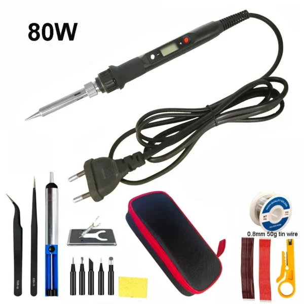 80W Digital Display Electric Soldering Iron Household Welding Adjustable Temperature Welding Pen Maintenance Tool Set - Image 2