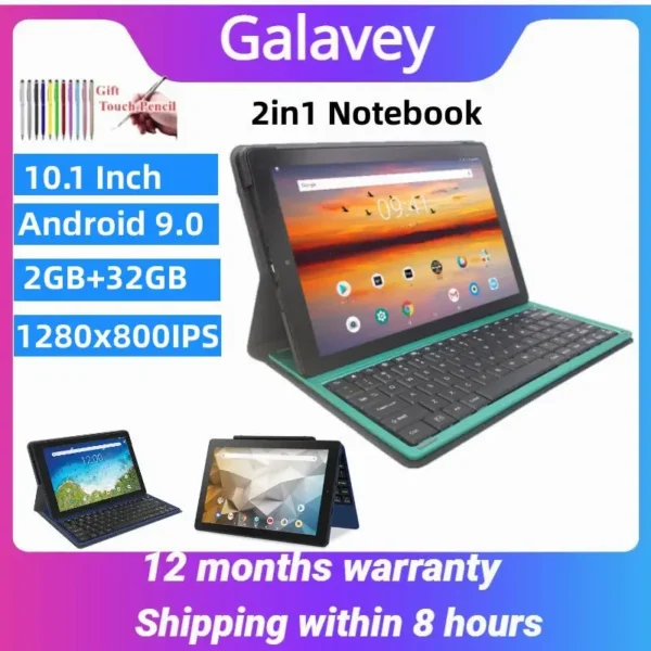 Flash Sales 10.1'' Android 10 2in1 Tablet PC 2GB RAM 16GB ROM 1280x800 IPS Bluetooth-compatible Dual Cameras With Keyboard